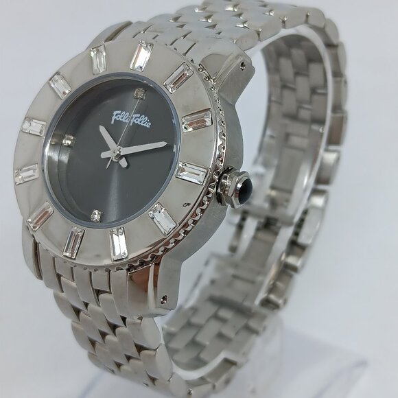 VINTAGE Folli Follie WF5T114BS Women's 33mm Crystal Accent S/Steel Quartz Watch - Picture 1 of 12
